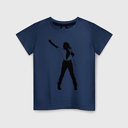 Футболка хлопковая детская Черный силуэт кричащего Джексона, цвет: тёмно-синий