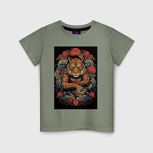 Детская футболка Боевой тигр Муай Тай / Авокадо – фото 1