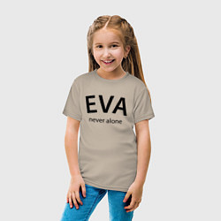 Футболка хлопковая детская Eva never alone - motto, цвет: миндальный — фото 2