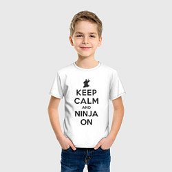 Футболка хлопковая детская Keep calm and ninja on, цвет: белый — фото 2