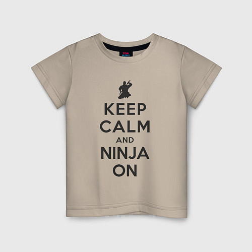 Детская футболка Keep calm and ninja on / Миндальный – фото 1