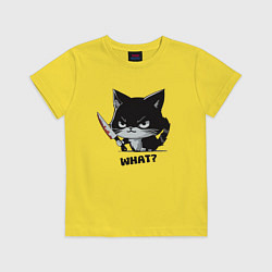 Футболка хлопковая детская What cat murderous, цвет: желтый