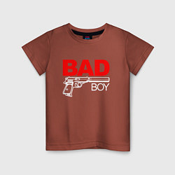 Футболка хлопковая детская Bad boy - with gun, цвет: кирпичный