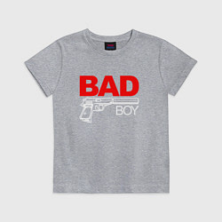 Футболка хлопковая детская Bad boy - with gun, цвет: меланж