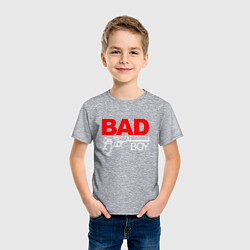 Футболка хлопковая детская Bad boy - with gun, цвет: меланж — фото 2