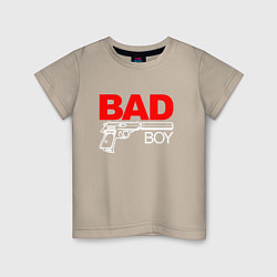 Футболка хлопковая детская Bad boy - with gun, цвет: миндальный