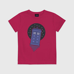 Футболка хлопковая детская Tardis fly, цвет: маджента