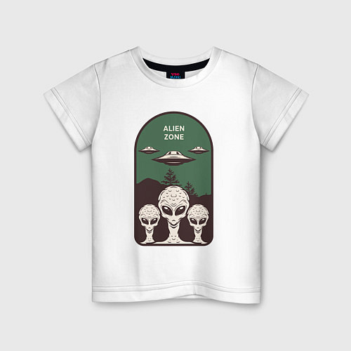 Детская футболка Пришельцы - alien zone / Белый – фото 1