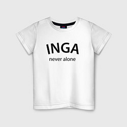 Футболка хлопковая детская Inga never alone - motto, цвет: белый