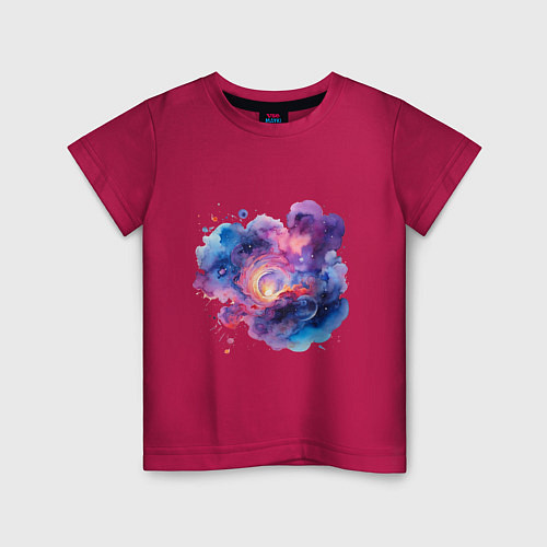 Детская футболка Космическая спираль акварель / Маджента – фото 1