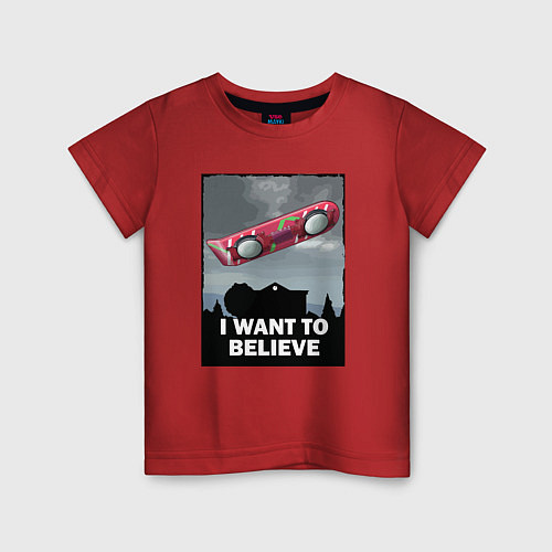 Детская футболка Хотелось бы верить в ховерборд / Красный – фото 1