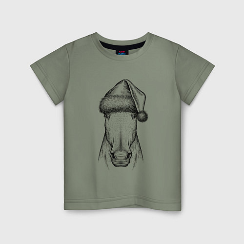 Детская футболка Новогодняя лошадь / Авокадо – фото 1