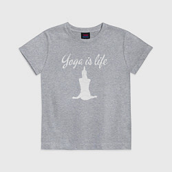 Футболка хлопковая детская Yoga is life, цвет: меланж