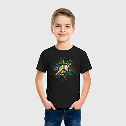 Футболка хлопковая детская Peace light, цвет: черный — фото 2