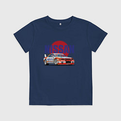 Футболка хлопковая детская Nissan Skyline GTR 32, цвет: тёмно-синий