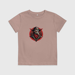 Футболка хлопковая детская Чумной доктор в красном платке, цвет: пыльно-розовый