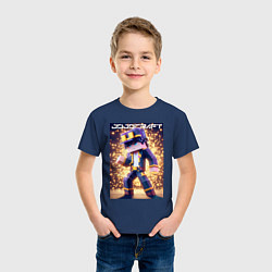 Футболка хлопковая детская Jojo and Minecraft - collaboration ai art, цвет: тёмно-синий — фото 2