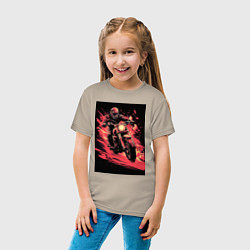 Футболка хлопковая детская Мотокросс красные брызги, цвет: миндальный — фото 2