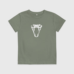 Футболка хлопковая детская Знак школы змеи с потертостями - Ведьмак 3, цвет: авокадо