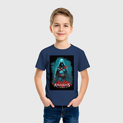 Футболка хлопковая детская Assassins creed тайные секреты, цвет: тёмно-синий — фото 2