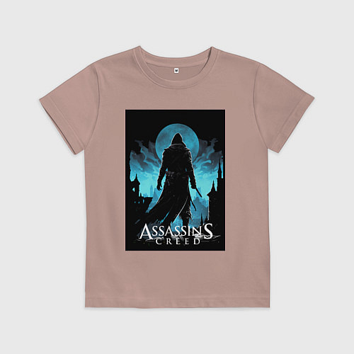 Детская футболка Assassins creed темная ночь / Пыльно-розовый – фото 1