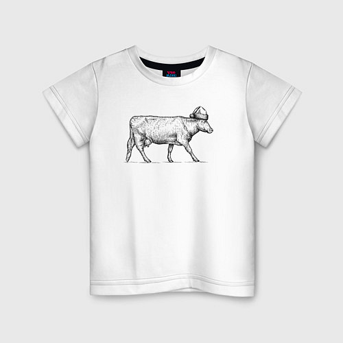 Детская футболка Корова новогодняя / Белый – фото 1