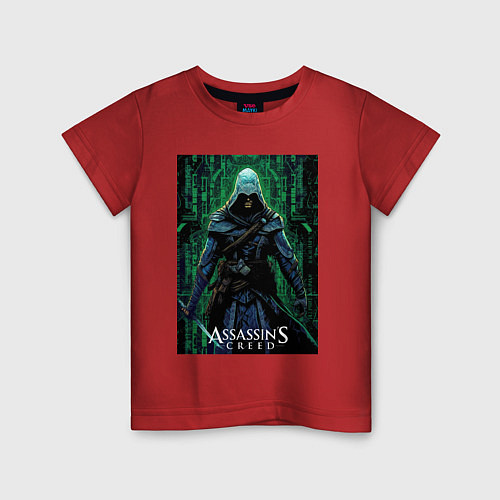 Детская футболка Assassins creed стиль матрицы / Красный – фото 1