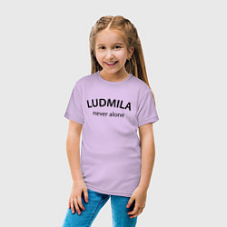 Футболка хлопковая детская Ludmila never alone - motto, цвет: лаванда — фото 2