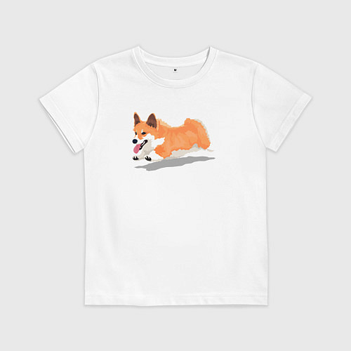 Детская футболка Бегущий корги / Белый – фото 1