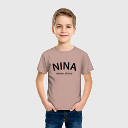 Футболка хлопковая детская Nina never alone - motto, цвет: пыльно-розовый — фото 2