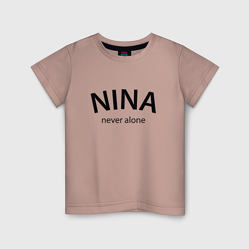 Детская футболка Nina never alone - motto / Пыльно-розовый – фото 1