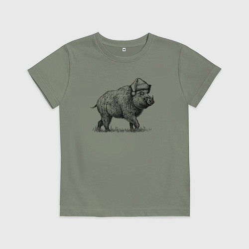 Детская футболка Новогодний кабан / Авокадо – фото 1