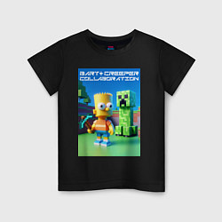 Футболка хлопковая детская Bart and Creeper - collaboration ai art, цвет: черный