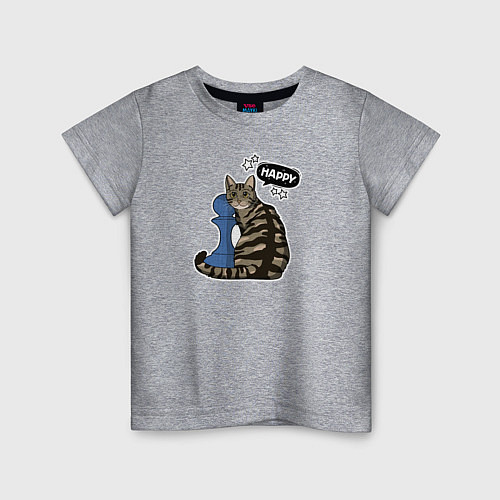 Детская футболка Кошка Юся и шахматная пешка / Меланж – фото 1