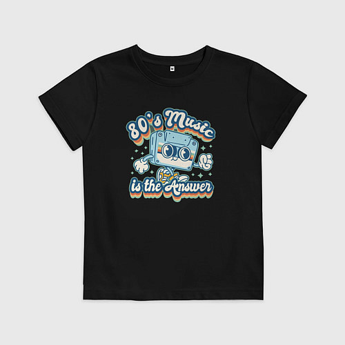 Детская футболка 80 s music is the answer / Черный – фото 1