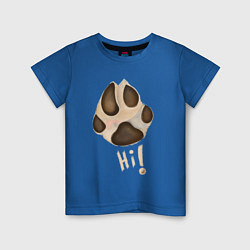 Футболка хлопковая детская Лапа собаки акварелью, цвет: синий