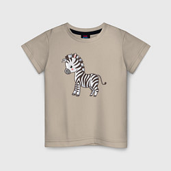 Футболка хлопковая детская Маленькая зебра, цвет: миндальный