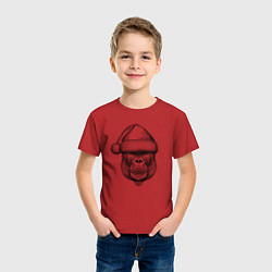 Футболка хлопковая детская Морда новогодней гориллы, цвет: красный — фото 2