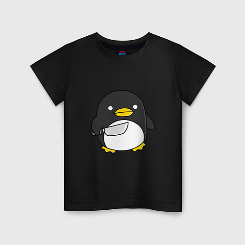 Детская футболка Линукс пингвин / Черный – фото 1