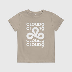 Футболка хлопковая детская Cloud9 - in logo, цвет: миндальный