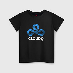 Футболка хлопковая детская Cloud9 - blue cloud logo, цвет: черный