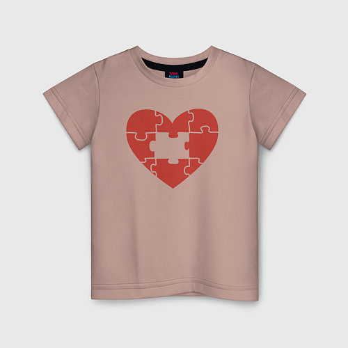 Детская футболка Puzzle heart / Пыльно-розовый – фото 1