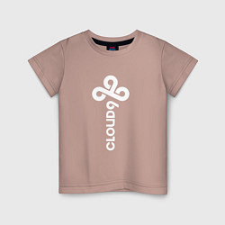 Футболка хлопковая детская Cloud9 - vertical logo, цвет: пыльно-розовый