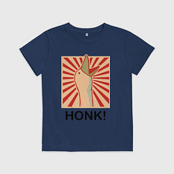 Футболка хлопковая детская Гусь honk, цвет: тёмно-синий
