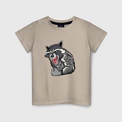 Футболка хлопковая детская Raccoon, цвет: миндальный