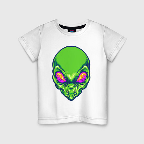 Детская футболка Голова зелёного пришельца / Белый – фото 1