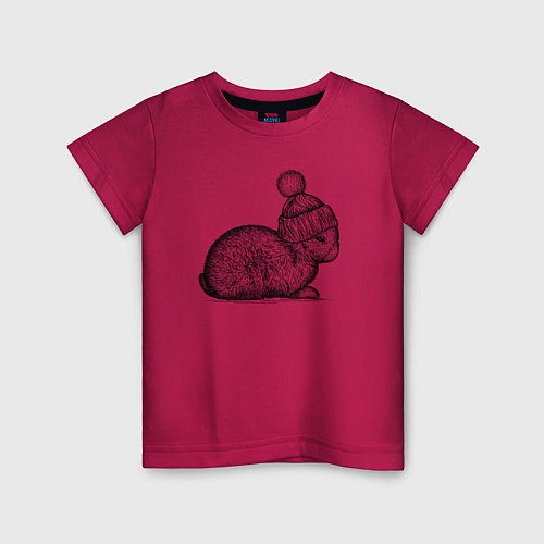 Детская футболка Зайченок в шапке / Маджента – фото 1