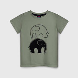 Футболка хлопковая детская Cute elephants, цвет: авокадо