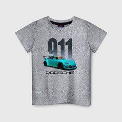 Футболка хлопковая детская Cпортивный автомобиль Porsche, цвет: меланж