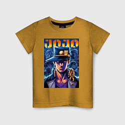 Футболка хлопковая детская Jojo - Jotaro Kujo ai art, цвет: горчичный